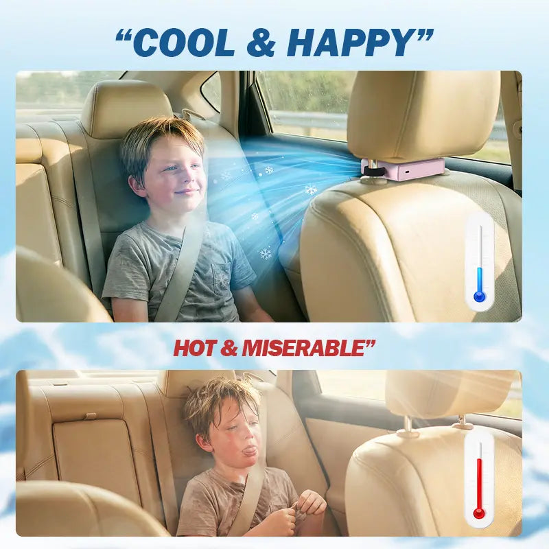2026 Car Seat Fan Sunvisor Clip Fan, USB Rechargeable Fan with LED Display, 360° Rotation, 100 Speeds Adjustment, Detachable Clip, Magic Tape, 20Hr 3000mAh Battery Summer Fan for Car Baby Stroller Backseat