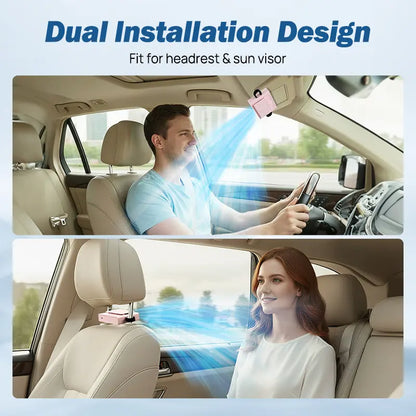 2026 Car Seat Fan Sunvisor Clip Fan, USB Rechargeable Fan with LED Display, 360° Rotation, 100 Speeds Adjustment, Detachable Clip, Magic Tape, 20Hr 3000mAh Battery Summer Fan for Car Baby Stroller Backseat