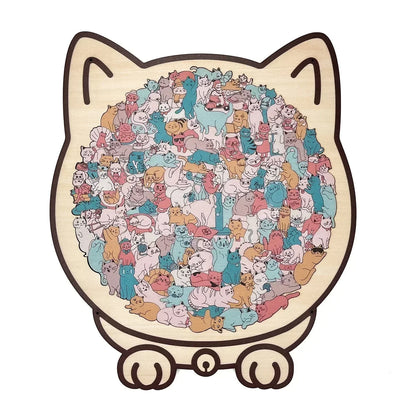 🎁Christmas Sale 50% OFF🎅135-Piece Morandi-Colored Cat Shaped Wooden Jigsaw Puzzle