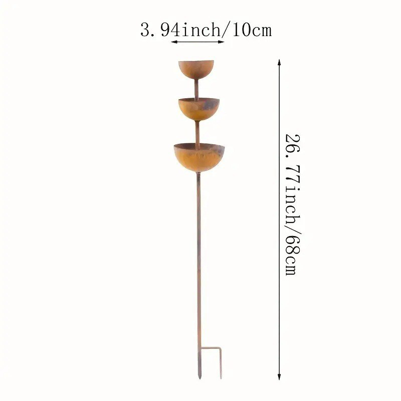 💐3-Tier Rustic Metal Bird Feeder & Drinker Stake