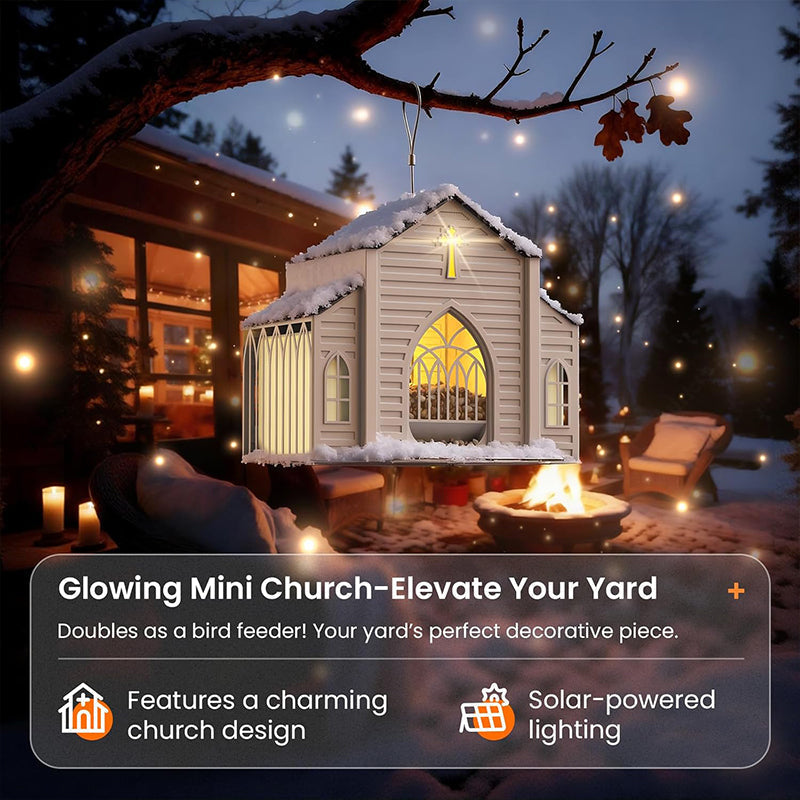 A Shelter for the Birds🏠Church-Shaped Solar-Powered Bird Feeder