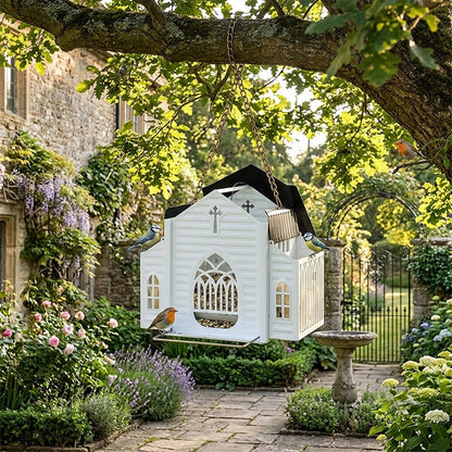 A Shelter for the Birds🏠Church-Shaped Solar-Powered Bird Feeder